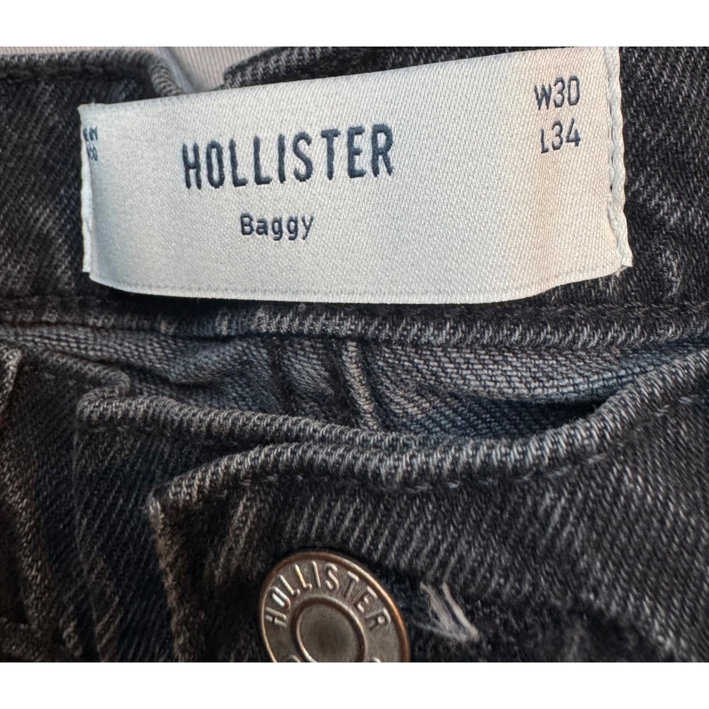 Hollister Men's Baggy 30 x 34 Black Distressed Jeans Oversized Retail $50 NWT! - Picture 4 of 9